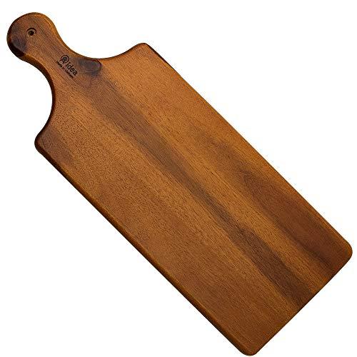 Acacia Wood Cutting Board, AIDEA Cheese Board Serving Tray with Handle - 17 Inch Natural Acacia Hardwood Long Chopping Board for Kitchen Reversible Rustic Serving Platter for Charcuterie Appetizers