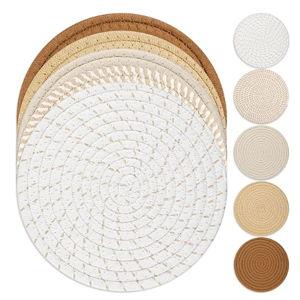Trivet Mats Set for Hot Dishes, 5 Heat Resistant Pot Holders for Kitchen, Home Essentials, Anti Stain Hot Pads for Hot pots and Pans, Fall Decorations for Home, 7 Inches(Brown)