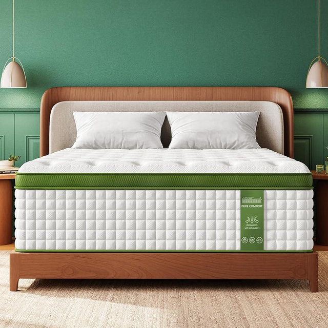BedStory Medium Firm Queen Mattress, 14 Inch Hotel Collection Hybrid Mattresses –Targeted Lumbar & Shoulder Support for Back Pain Relief, Fiberglass-Free, CertiPUR-US Certified, 365-Night Trial