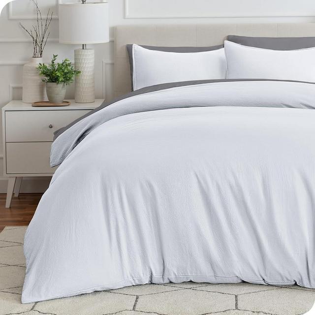 Bare Home Sandwashed Bedding Duvet Cover - Oversized Queen - Premium 1800 Ultra-Soft Brushed Microfiber - Easy Care (Oversized Queen, Sandwashed White)