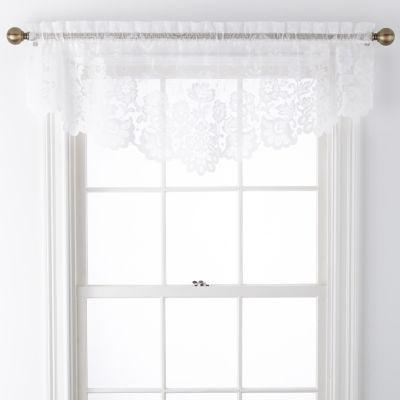 JCPenney Home™ Shari Lace Rod-Pocket Ascot Valance WHITE
