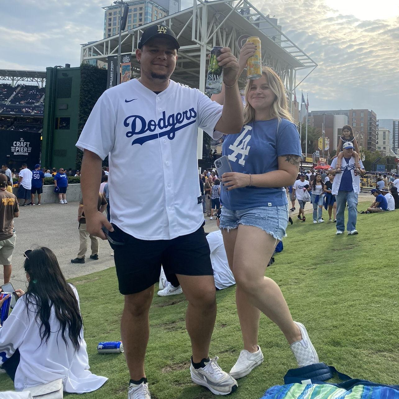 One of our many times cheering for the Dodgers.