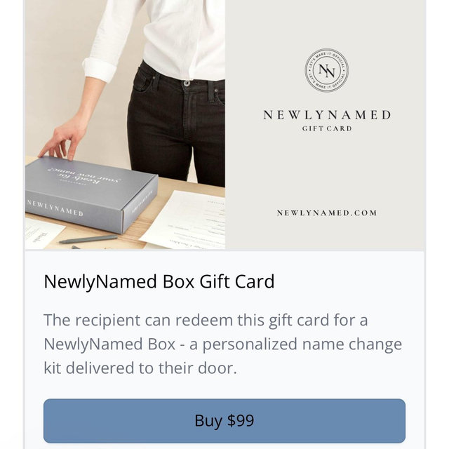 NewlyNamed Box Gift Cards | NewlyNamed