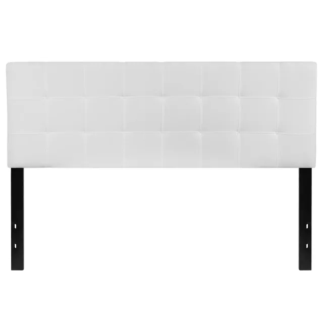 Emma and Oliver Quilted Tufted Upholstered Queen Size Headboard in White Fabric