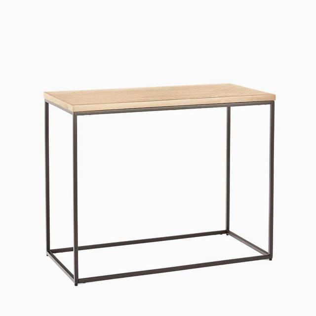 Streamline 28" Side Table, Cerused White, Dark Bronze