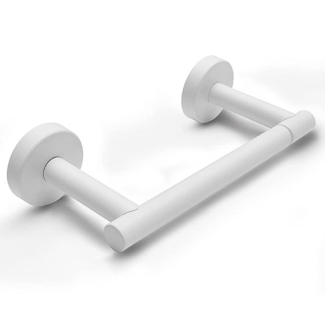 POKIM White Toilet Paper Holder Metal Bathroom Flexible Pivot Ceramic Jumbo Tissue Roll Holder on Wall Mounted, SUS 304 Stainless Steel Adjustable Toilet TP Mega Roll Holder Modern