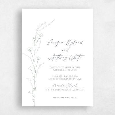 White Wedding Invitation - Rolland Portrait