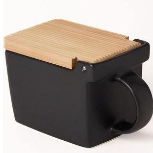 Zero Japan Bee House Premium Salt Box with Hinoki Lid - Container for Sea Salt and Spices - Elegant Cellar for Kitchen Countertop - Noble Black, 16 oz