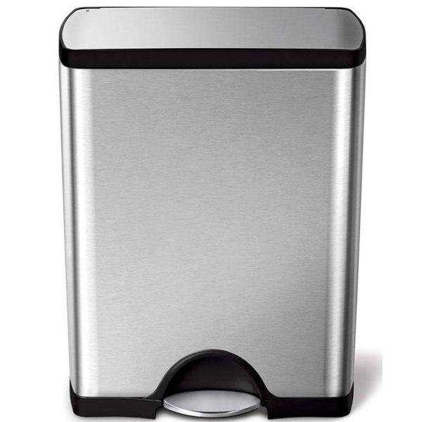 KOHLER 20940-ST 13 Gallon Kitchen Step Trash Can with Foot Pedal, Soft Close Lid, Stainless Steel