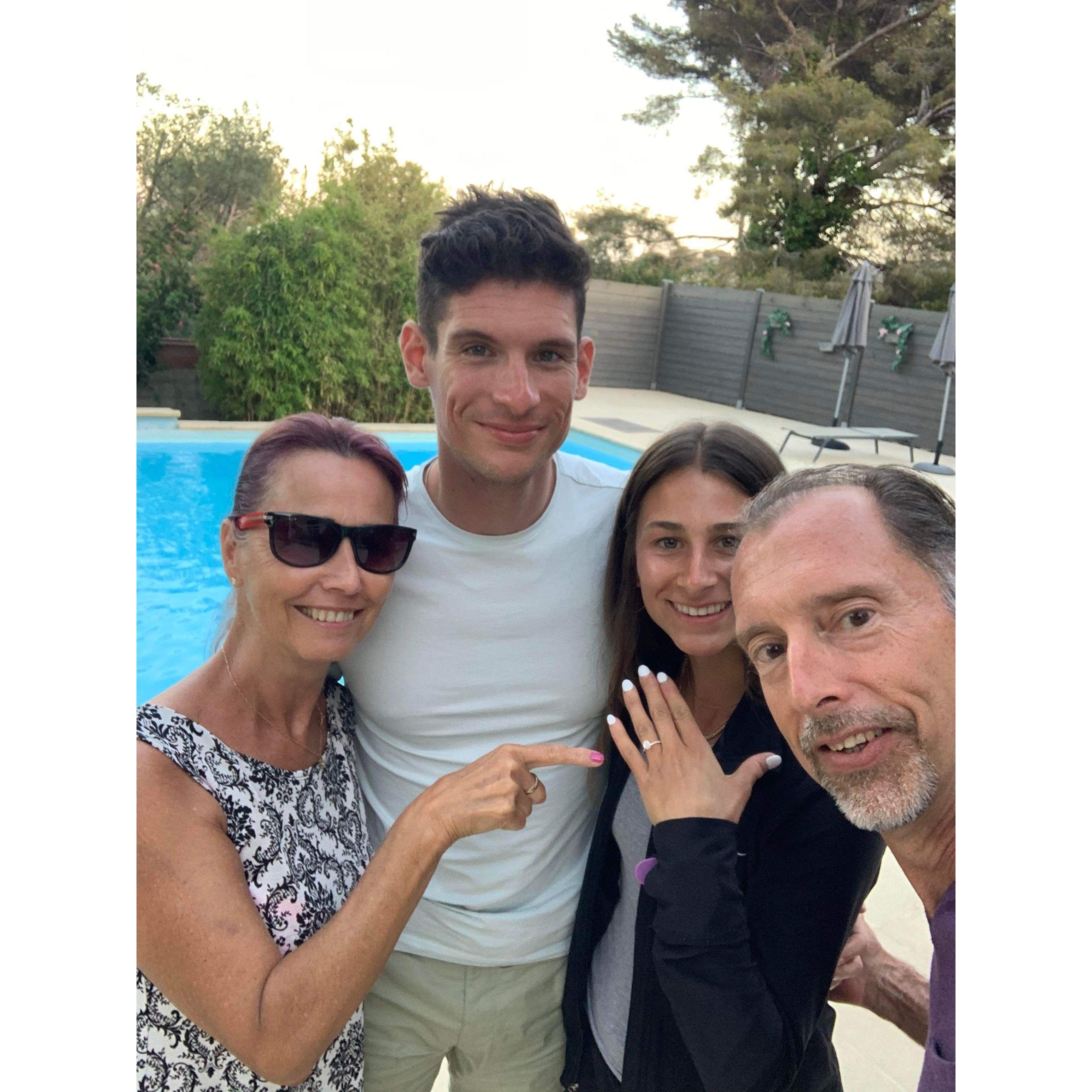 After we got engaged in Saint Tropez. Celebrations with Pierrette and Daniel