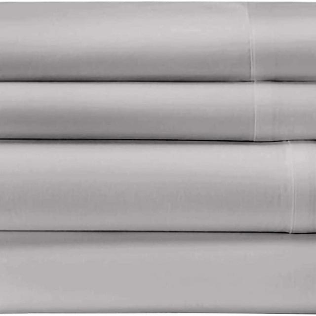 300 Thread Count 100% Cotton 4pc Soft Percale Sheet Set, Deep Pockets ,Hotel Collection (Grey, Queen)