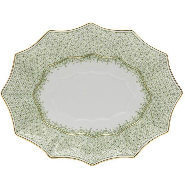The Ivy House - Lace Apple Green Lace Fluted Tray, Lg.