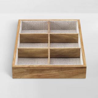 Lined Acacia 6-Section Tray