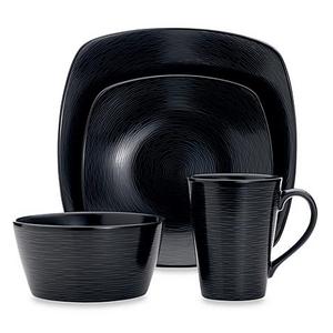 Noritake® Black on Black Swirl 4-Piece Square Place Setting
