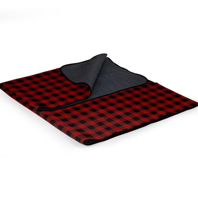 Red Plaid Outdoor Picnic Blanket with Tote