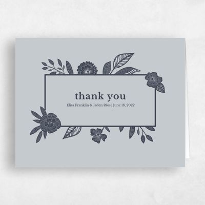 Smokey Navy, Blue Wedding Thank You - Catania Border