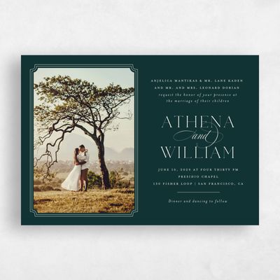Dark Emerald, Green Wedding Invitation - Constance Photo