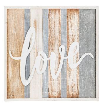 Love Striped Wood Wall Decor