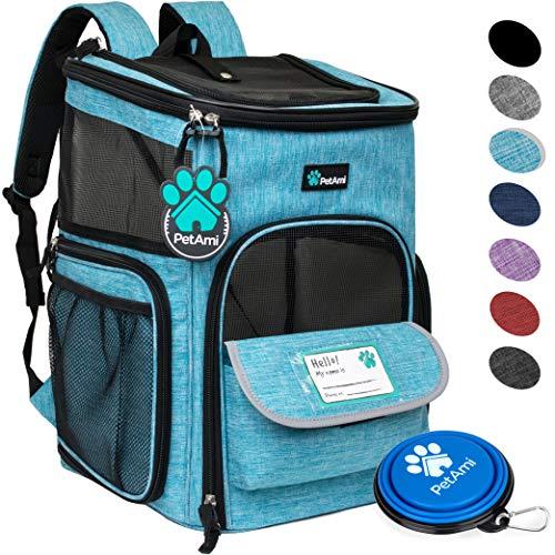 PetAmi Pet Carrier Backpack for Small Cats, Dogs, Puppies | Airline Approved | Ventilated, 4 Way Entry, Safety and Soft Cushion Back Support | Collapsible for Travel, Hiking, Outdoor