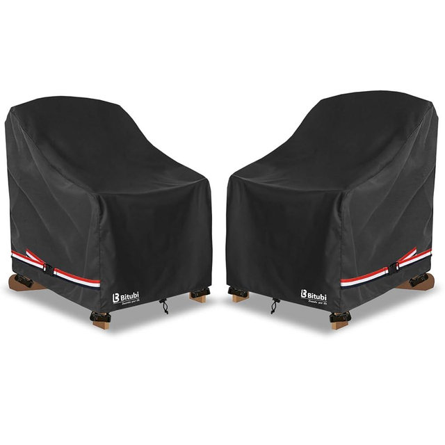 Waterproof 2 Pack Patio Adirondack Chair Cover for Outdoor Chair Size Up to 32W x 35D x 36H inch,Outdoor Lawn Patio Furniture Covers (Black)