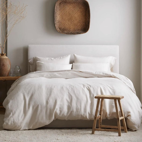 Sand European Linen Duvet Cover Set - King/Cal King/Sand/ with Shams
