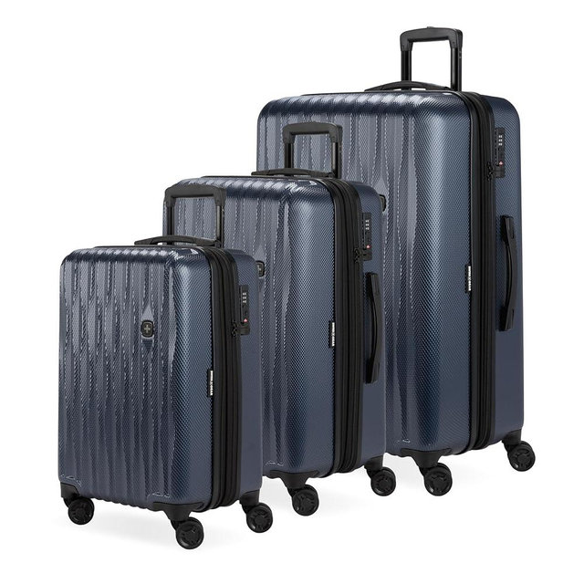 SwissGear 7272 Energie Hardside Expandable Luggage with Spinner Wheels, Navy, 3-Piece Set (19/24/27)