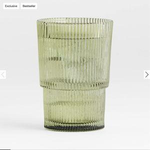 Atwell 16-oz. Moss Green Stackable Ribbed Double Old-Fashioned Glass + Reviews | Crate & Barrel