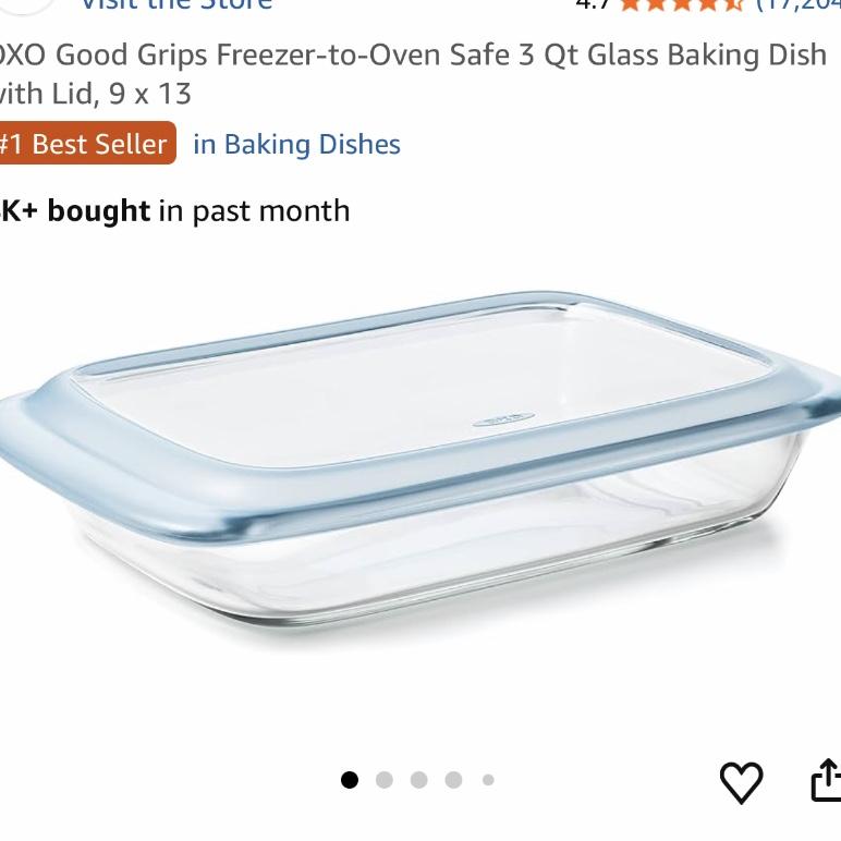 OXO Good Grips Freezer-to-Oven Safe 3 Qt Glass Baking Dish with Lid, 9 x 13