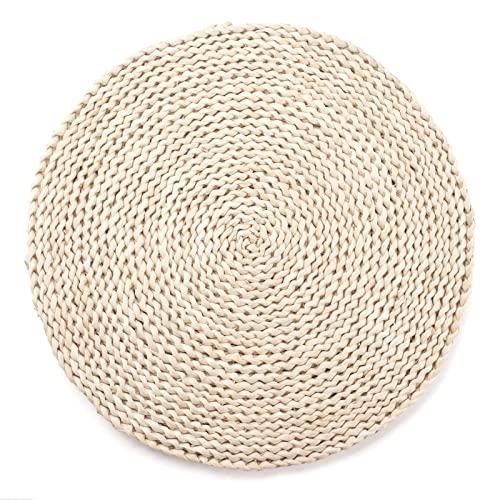 6 Pack Corn Husk Woven Placemats,Natural Round Braided Table Mats, Weave Placemats for Dinner / Coffee Table, 11.8 inch