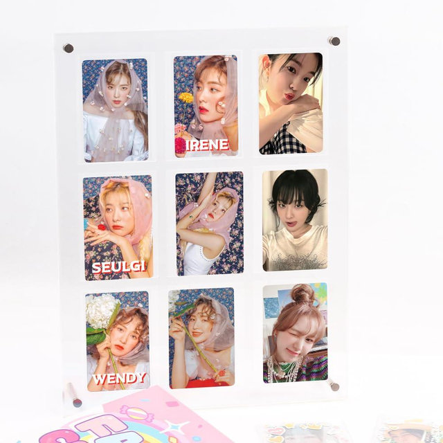 Baskiss Standing Card Holder, Ultra Clear Acrylic Display, 66 x 91 mm Trading Cards Cases Protectors for Kpop Photocard Sports Baseball Basketball Photo Showcase with Screws (9Cards)