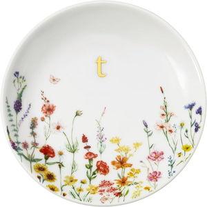 💕Bridal Shower💕Crisky Initial Jewelry Tray Ring Dish & Gift Box, Ceramic Flower Trinket Dish for Rings Earrings Necklaces Keys, Bridal Shower Engagement Birthday Gift for Women, Friends 4.57" (Gold Foil T