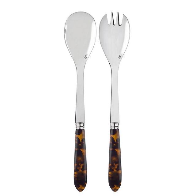 SABRE PARIS - 2-Piece Salad Servers 10.2 inches - Tortue Collection - Stainless Steel & Acrylic - Dishwasher Safe - Scaled Effect