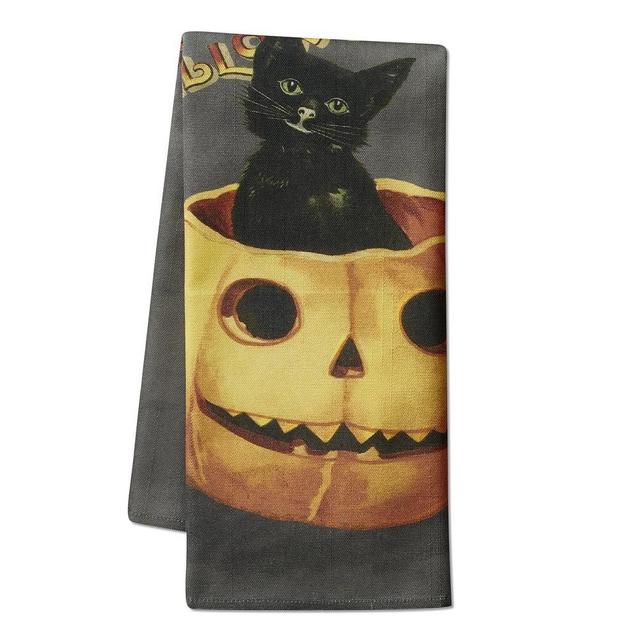 Vintage Halloween Towels, Set of 2, Cat