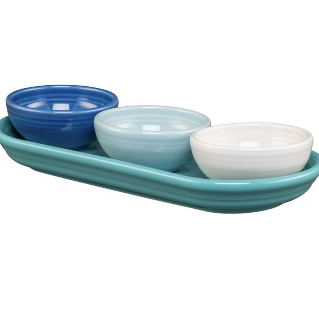 Coastal Blues Mixed Colors 4-Piece Condiment Set