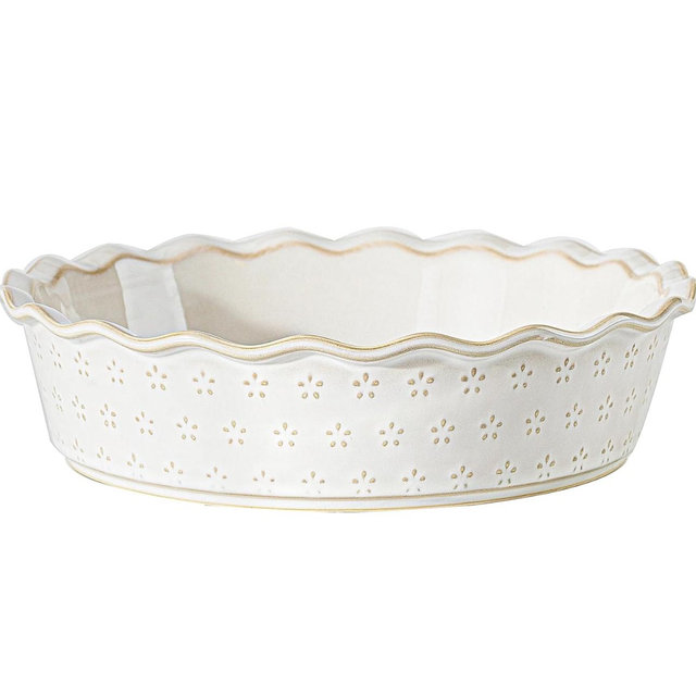 Deep Pie Dish for Baking, Ceramic Pie Pan for Apple Pie, Tart, Quiche Baking Dish, Farmhouse Decor Pie Plate, Deep Dish Pie Pan, Oven Safe, Off-White