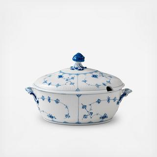 Blue Fluted Plain Covered Tureen