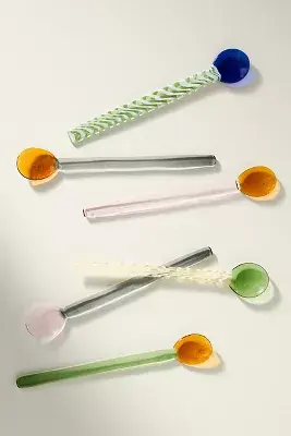 Glass Straight Spoons, Set of 6