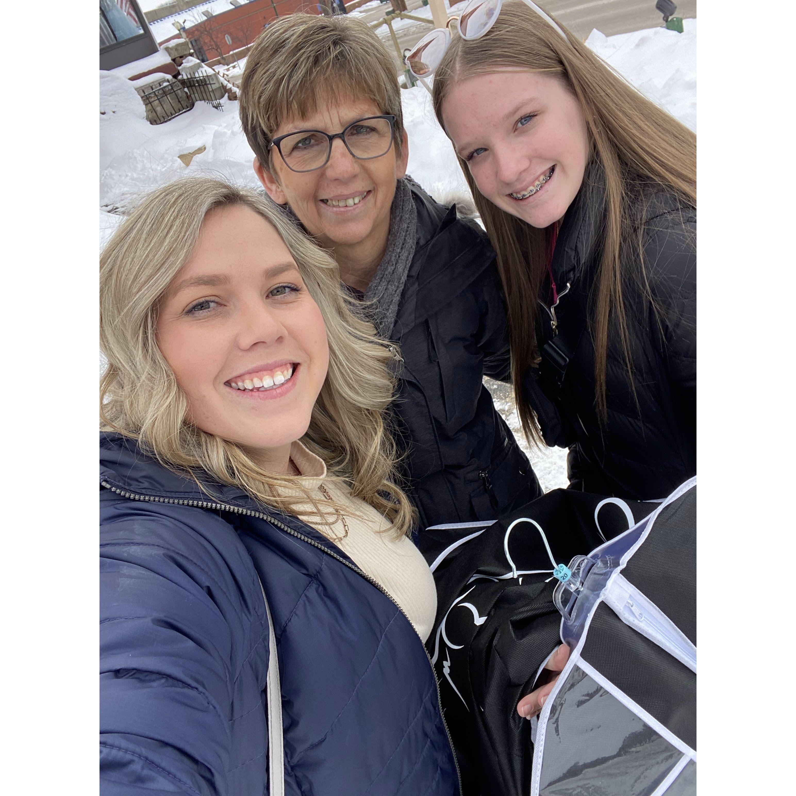 My amazing mom and junior bridesmaid joined me to pick up my dress!