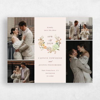 Beige Wedding Save the Date - Rosamund Multiphoto