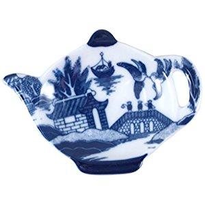 HIC Blue Willow Tea Bag Holder Caddy, Fine-Quality Porcelain, 3.5-Inches