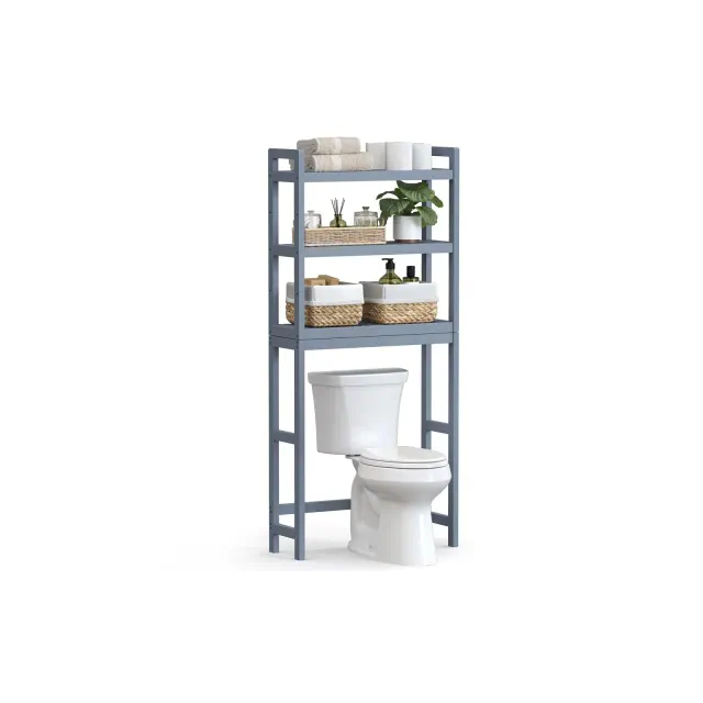 SONGMICS Over The Toilet Storage Bamboo 3-Tier Gray