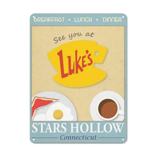 Luke'S Diner Gilmore Girls Inspired Print Stars Hollow Vintage Metal Tin Sign Vintage Sign Home Coffee Wall Decor 8x12 Inch
