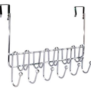 DecoBros Supreme Over The Door 11 Hook Organizer Rack, Chrome Finish