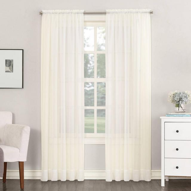 84"x59" Emily Sheer Voile Rod Pocket Curtain Panel Off White - No. 918