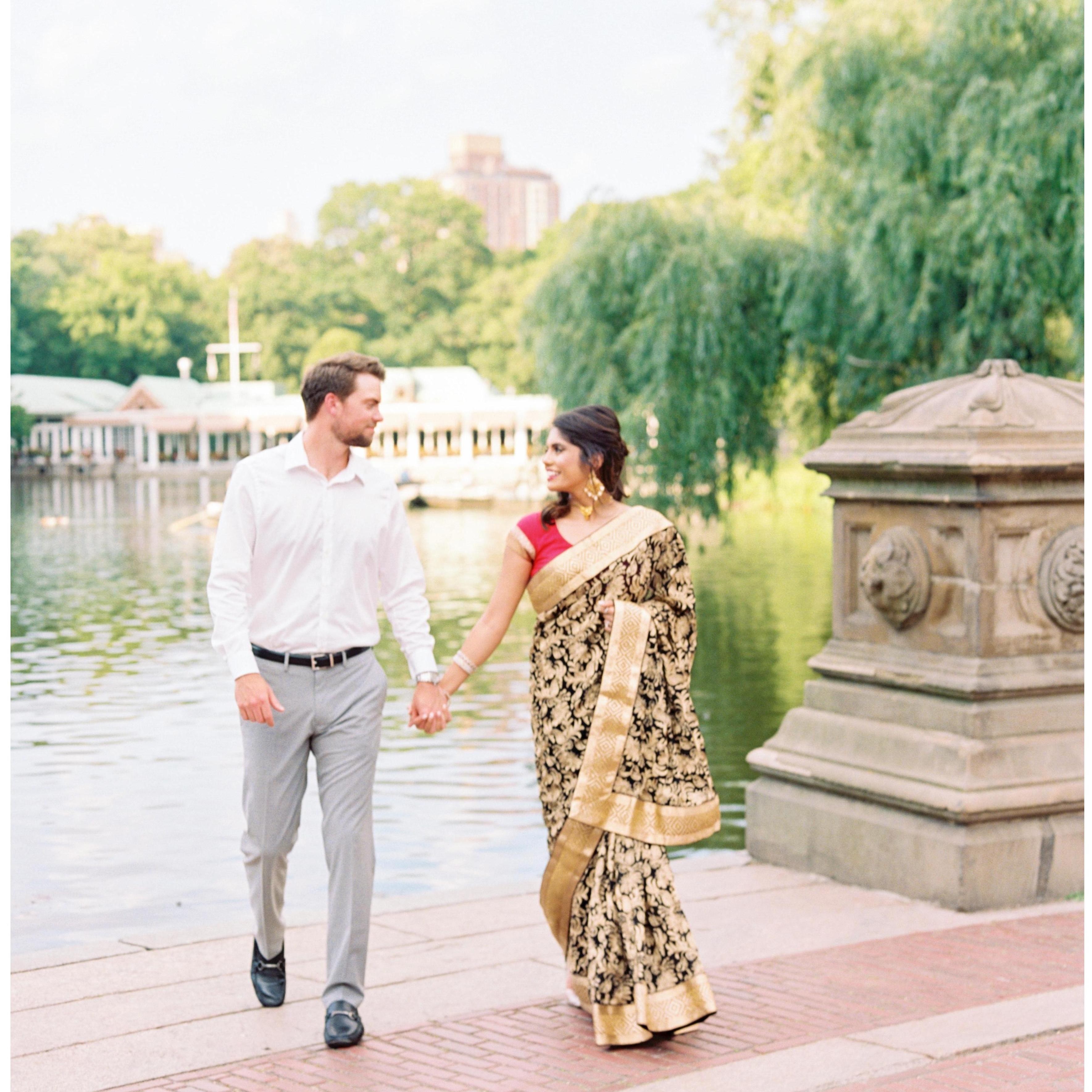 June 2019: Strolling through central park as an engaged couple!
