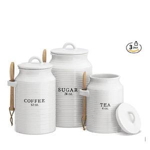 Coffee Tea Sugar Container Ceramic Set, Decorative Canisters