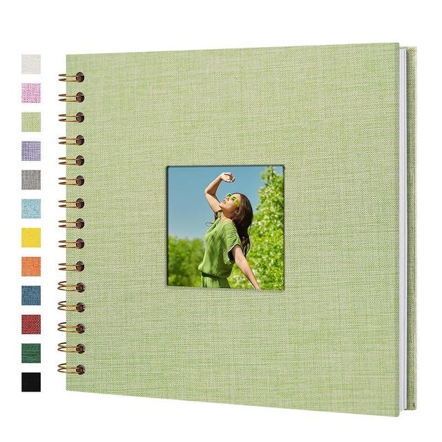 Yopih Linen Covered Scrapbook Photo Album, 8x8 Inches with Hardcover Kraft White Pages - Ideal for Travel, Wedding, Guest Book, Christmas, Baby Shower (20 Sheets/40 Pages)