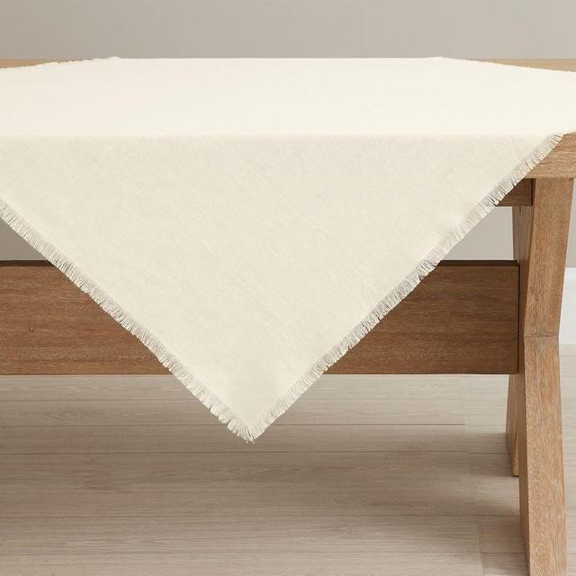 Frayed Linen Table Throw - Ivory