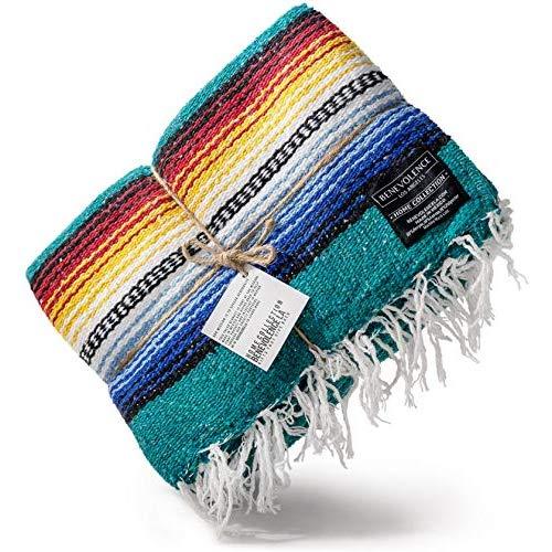 Premium Mexican Blanket | Authentic Hand Woven Falsa Blanket & Yoga Blanket, Made by Traditional Mexican Artisans | Perfect Camping Blanket, Beach Blanket, Picnic Blanket, Car Blanket