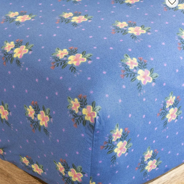 Mix & Match Cotton Fitted Sheet - Blue Nora